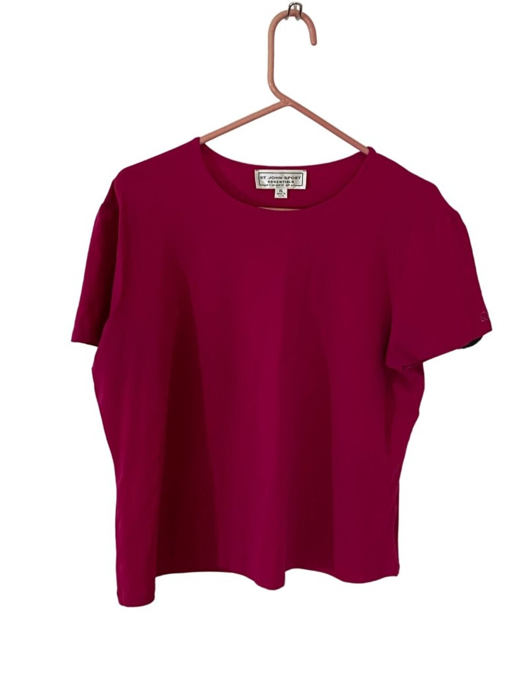 Vintage 90's St John Sport Women's Pink Short Sleeve Crop Casual Blouse - XL